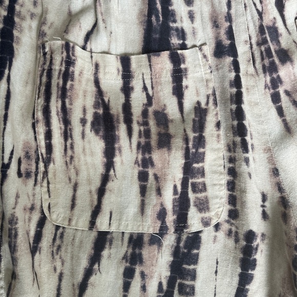 Jolt Linen Blend Paperbag Waist Pants | Tie-Dye Wide Leg | Size XL - Picture 4 of 8